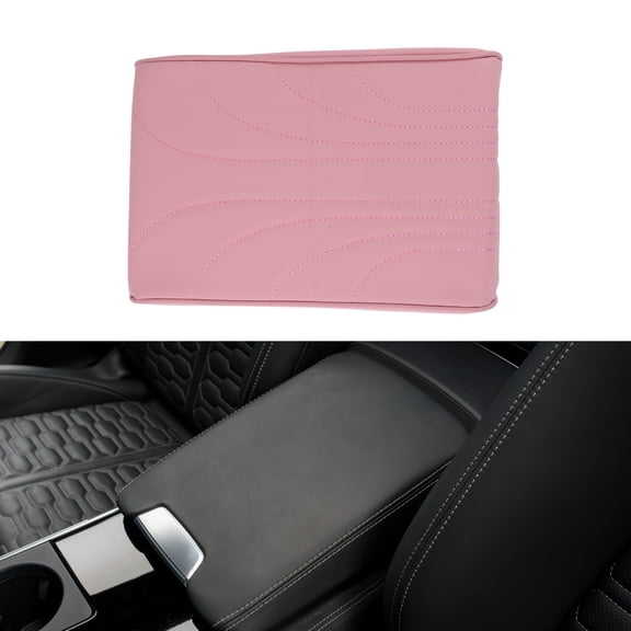 Unique Bargains Car Center Console Cover Car Armrest Cover 12.2"x7.87"x1.97" Pink Nappa Leather, Memory Foam Wings Pattern