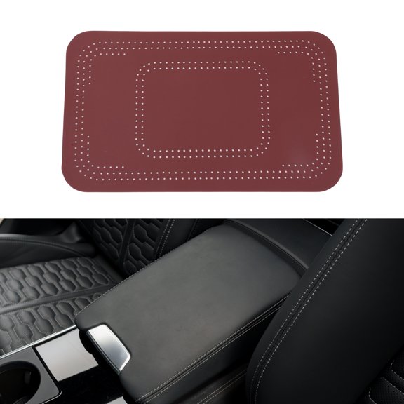 Unique Bargains Car Center Console Cover Car Armrest Cover 12.6"x7.48"x0.08" Wine Red Suede