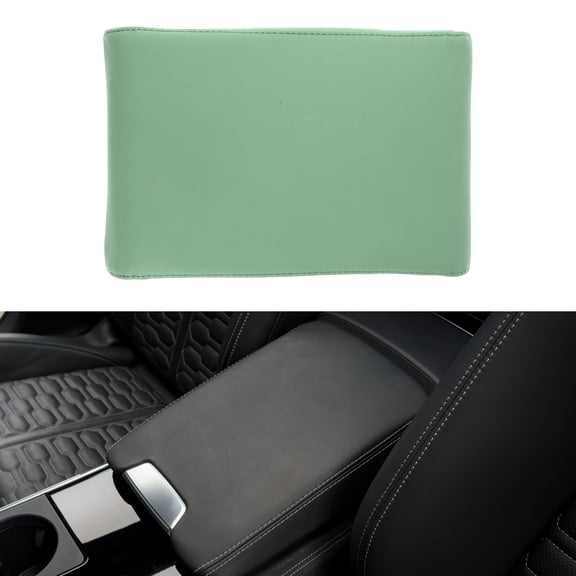 Unique Bargains Car Center Console Cover Car Armrest Cover 12.6"x7.87"x1.97" Light Green Nappa Leather, Memory Foam