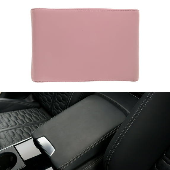 Unique Bargains Car Center Console Cover Car Armrest Cover 12.6"x7.87"x1.97" Pink Nappa Leather, Memory Foam