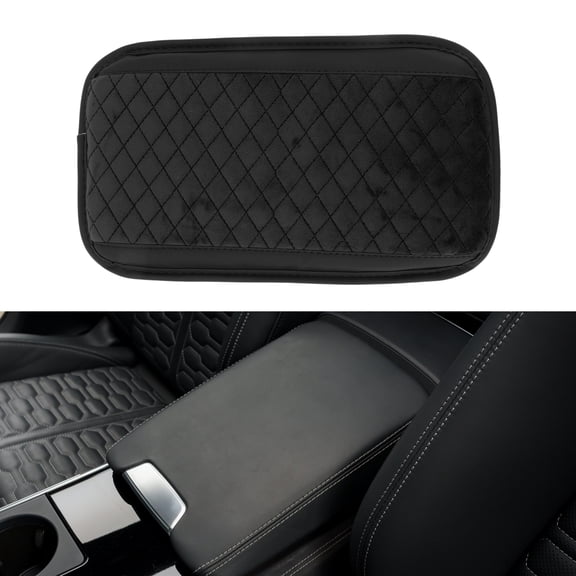 Unique Bargains Car Center Console Cover Car Armrest Cover with Storage Bag 12.20"x7.09"x0.79" Black Faux Leather