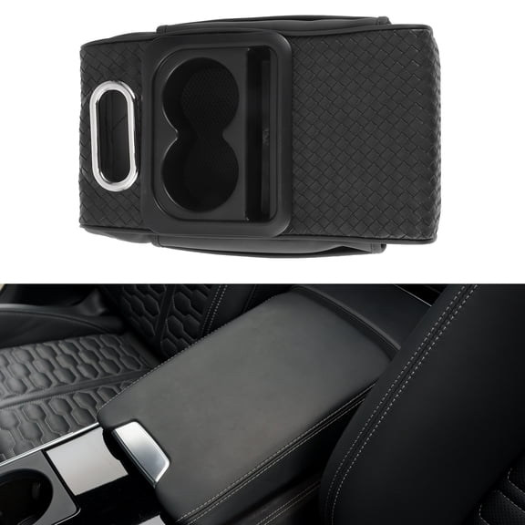 Unique Bargains Car Center Console Cover Center Console Cushion Multifunctional 13.78"x7.09"x2.76" Black Lapa Leather