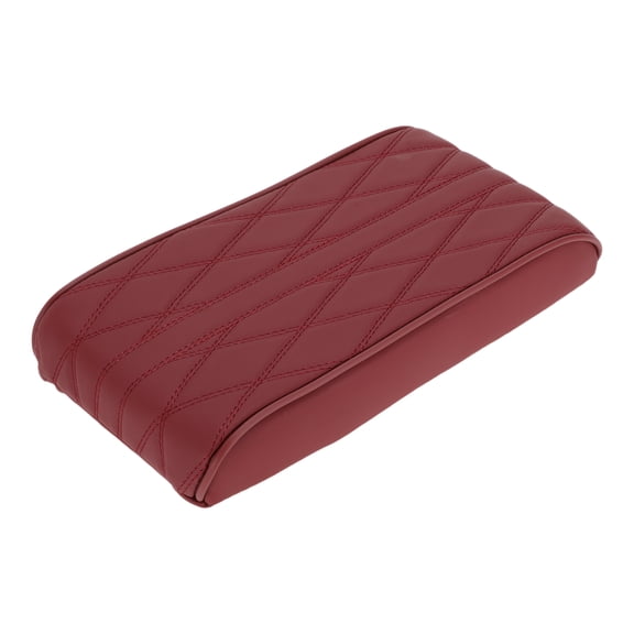 Unique Bargains Car Center Console Cushion Pad 11.81"x6.1" Center Console Cover Armrest Seat Box Cover Faux Leather Wine Diamond Pattern Red