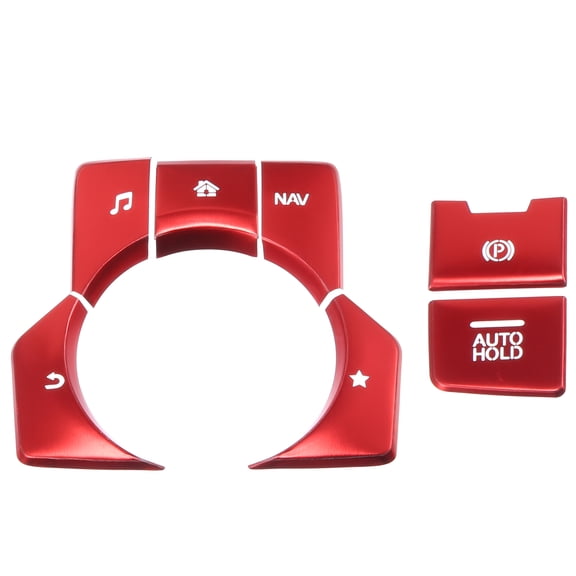 Unique Bargains Car Center Console Gear Panel Multi-Media Handbrake Switch Cover for Mazda CX-5 17-20 Red (Set of 7)