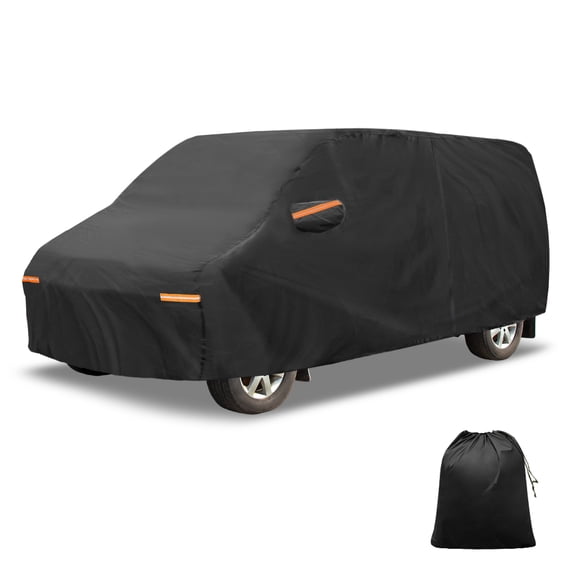 Unique Bargains Car Cover Aluminum Film Outdoor Full Car Cover All Weather Waterproof Protection with Driver Door Zipper Black 198.82"x78.74"x68.90"