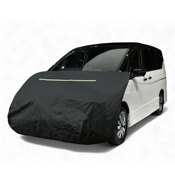 Unique Bargains Car Cover Hood Cover for Mini Vans Size M 210D Sino-Chemical Cotton 64.57" L A Reflective Strip Outdoor Waterproof Protection Cover Black