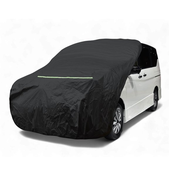 Unique Bargains Car Cover Hood Windshield Cover for Mini Vans Size M 210D Sino-Chemical Cotton 108.27" L A Reflective Strip Outdoor Waterproof Protection Cover Black