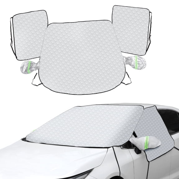 Unique Bargains Car Cover Side Windows Front Windshield for Sedan/Hatchback for SUV Aluminum Film 104.3inch 2 Reflective Strips Outdoor Waterproof Protection Cover