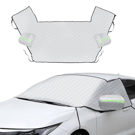 Unique Bargains Car Cover Side Windows Front Windshield for Sedan/Hatchback for SUV Aluminum Film 62.2inch 2 Reflective Strips Outdoor Waterproof Protection Cover