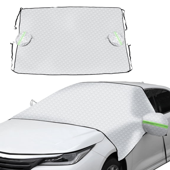 Unique Bargains Car Cover Side Windows Front Windshield for Sedan/Hatchback for SUV Aluminum Film 90.6inch 2 Reflective Strips Outdoor Waterproof Protection Cover