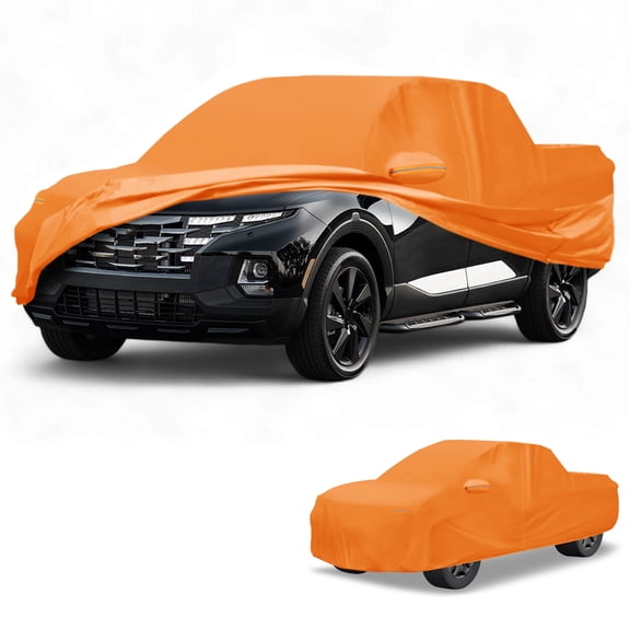 Unique Bargains Car Cover Waterproof All Weather Automotive Outdoor Anti-UV Sun Rain Protection Full Exterior Cover for Ford F-150 Aluminum Film Orange with Reflective Strips