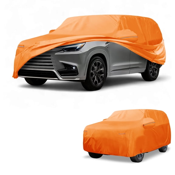Unique Bargains Car Cover Waterproof All Weather Automotive Outdoor Anti-UV Sun Rain Protection Full Exterior Cover for Lexus TX 210D-PU Orange with Reflective Strips