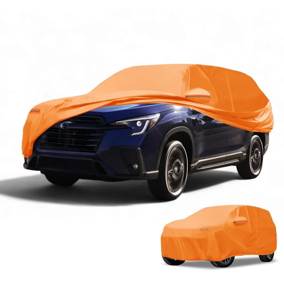 Unique Bargains Car Cover Waterproof All Weather Automotive Outdoor Anti-UV Sun Rain Protection Full Exterior Cover for Subaru Ascent 210D-PU Orange with Reflective Strips