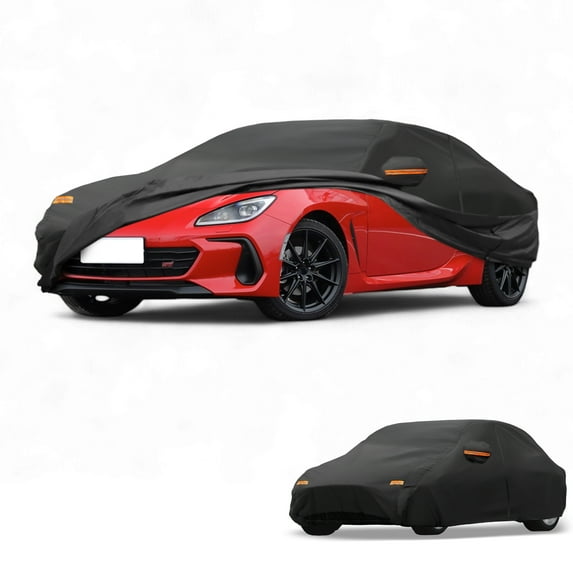 Car Cover Waterproof All Weather Automotive Outdoor Anti-UV Sun Rain Protection Full Exterior Cover with Reflective Strips Black for Subaru BRZ