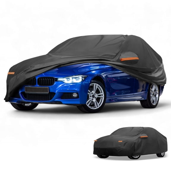 Unique Bargains Car Cover for BMW 1 Series Sedan 190T-PU Black with Right Side Zipper