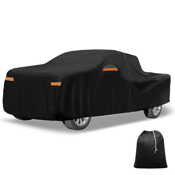 Unique Bargains Car Cover 210D-PU Oxford Outdoor Full Car Cover All Weather Waterproof Windproof Sun Protection with Driver Door Zipper Black for Dodge for Ram Crew Cab 2019-2023