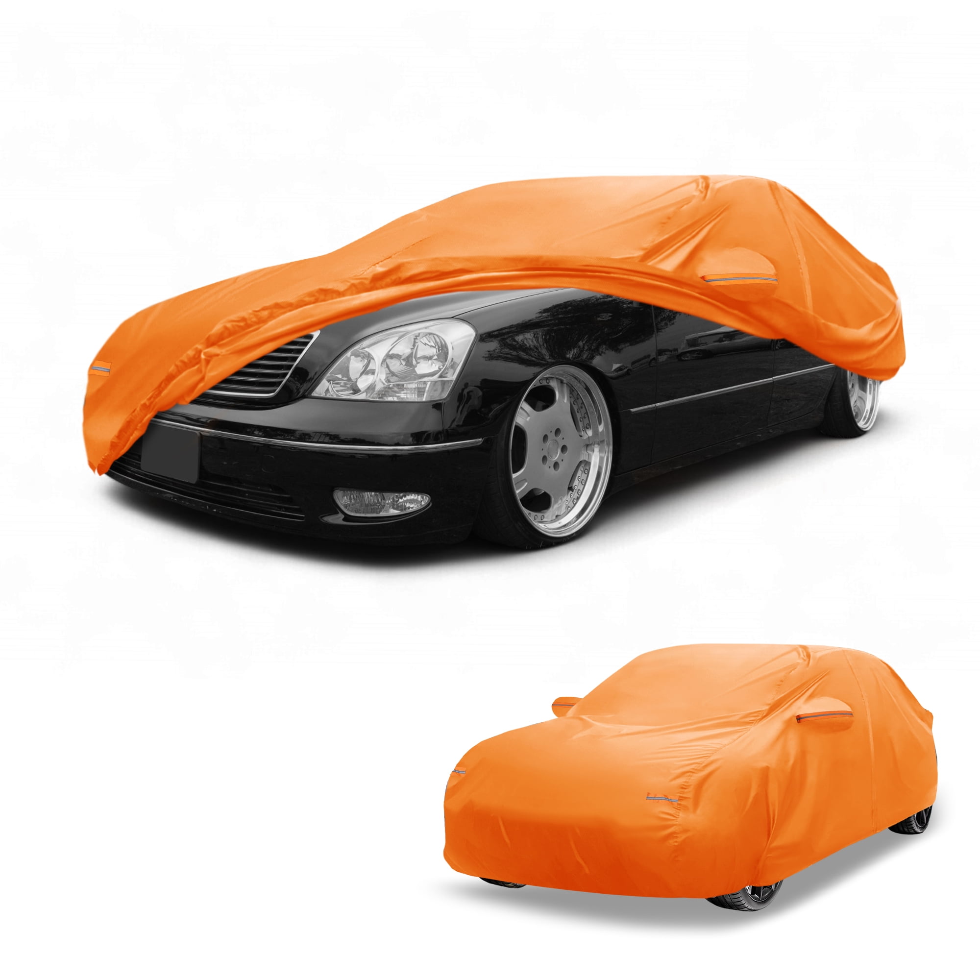 Unique Bargains Car Cover for Lexus LS 210D-PU Orange with Left Side Zippers