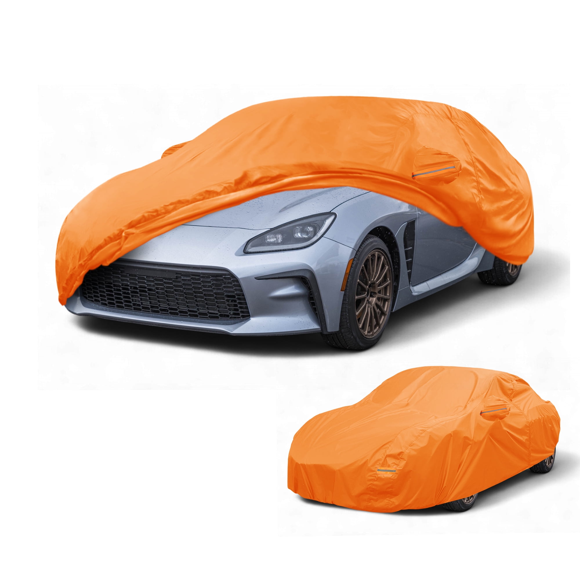 Unique Bargains Car Cover for Toyota GR86 210D-PU Orange with Left Side Zippers