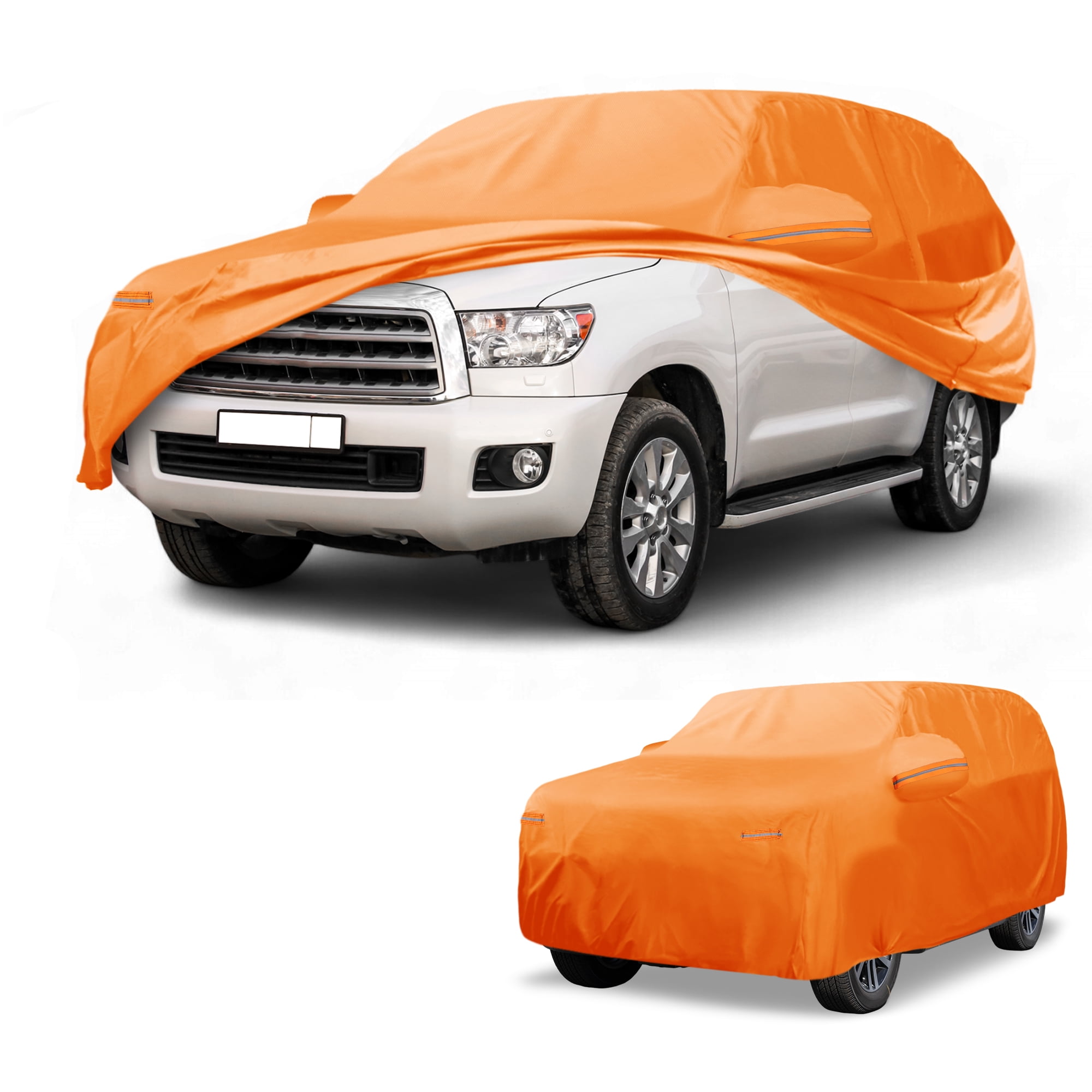 Unique Bargains Car Cover for Toyota Sequoia Aluminum Film Orange with Left Zipper