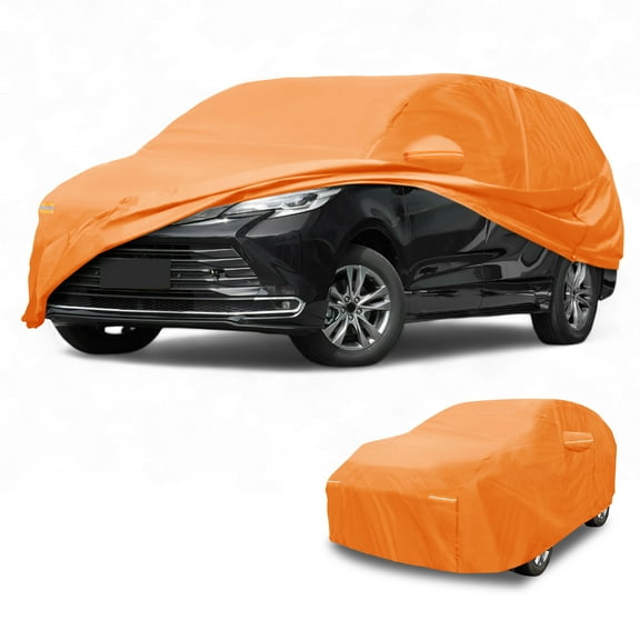 Unique Bargains Car Cover for Toyota Sienna 210D-PU Orange with Left Side Zippers