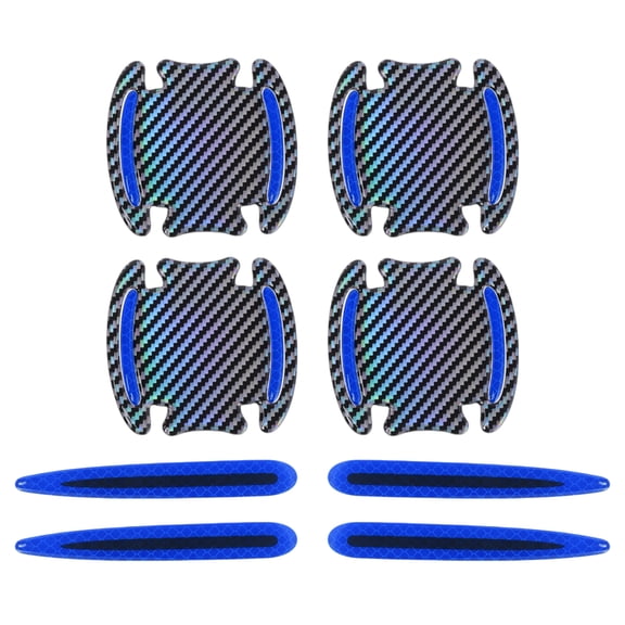 Unique Bargains Car Door Handle Cup Protector Anti-Scratches Door Handle Scratches Protective Films Silver Tone,Blue 1 Set 8.5x8cm Resin