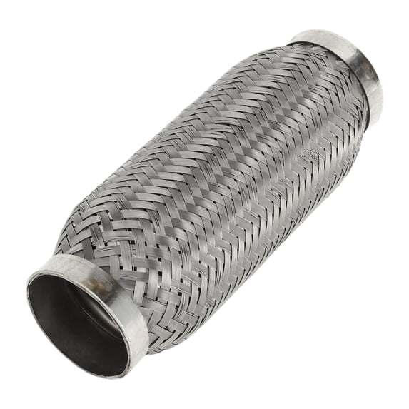 Unique Bargains Car Exhaust Flex Pipe 2.20 Inch OD Flexible Braided Exhaust Tube Universal Flexible Pipe Tubing Silver Tone 1 Pc