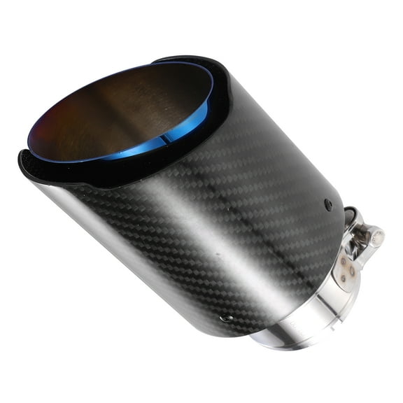Unique Bargains Car Exhaust Tip Tail Pipe 2.4 Inch Inlet 3.7 Inch Outlet Universal Burnt Blue Silver Tone