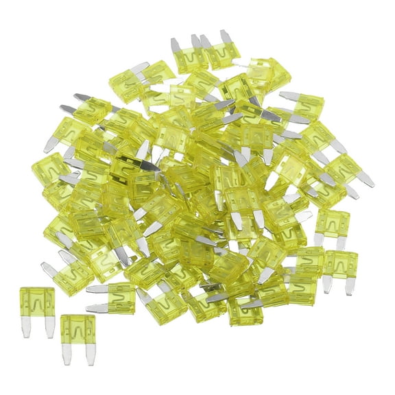 Unique Bargains Car Fuse Blade Style Fuses 20A Mini Fuse Durable Short Circuit Protection Yellow 100Pcs