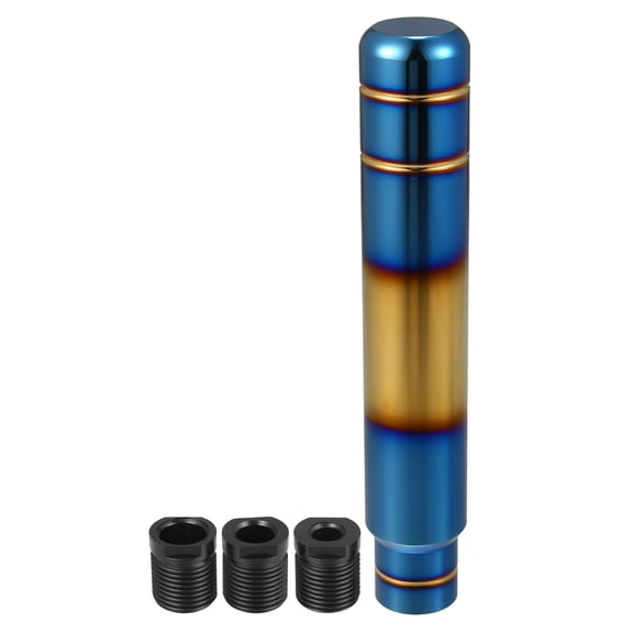 Unique Bargains Car Gear Shift Knob Universal with 3 Adapters 7 Inch Lever Cover Head Aluminum Alloy Blue Gold Tone
