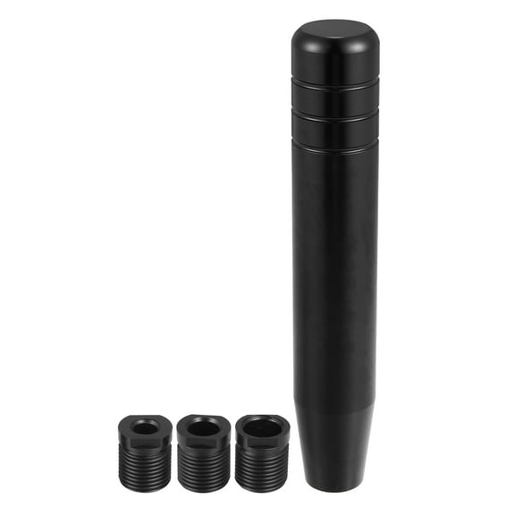 Unique Bargains Car Gear Shift Knob Universal with 3 Threaded Adapters 7 Inch Lever Cover Head Aluminum Alloy Black