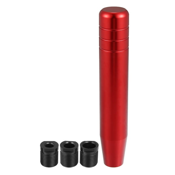 Unique Bargains Car Gear Shift Knob Universal with 3 Threaded Adapters 7 Inch Lever Cover Head Aluminum Alloy Red