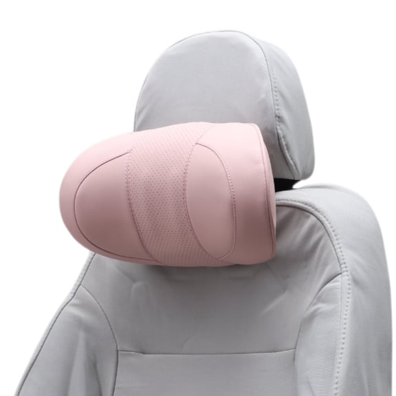 Unique Bargains Car Headrest Pillow Ergonomic Comfortable Neck Support Pillow Leather Memory Foam Adjustable Width Pink 1 Pcs for Driving Travel