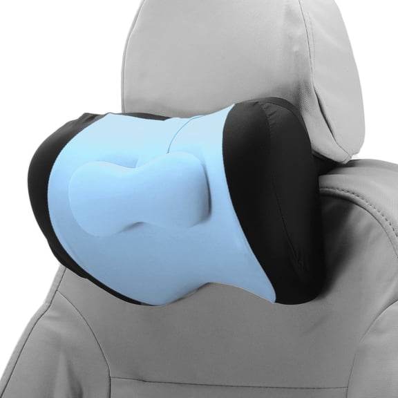 Unique Bargains Car Headrest Pillow Ergonomic Comfortable Neck Support Pillow Milk Silk Fabric and Memory Foam Bandage Adjustable width Black and Blue Set of 1