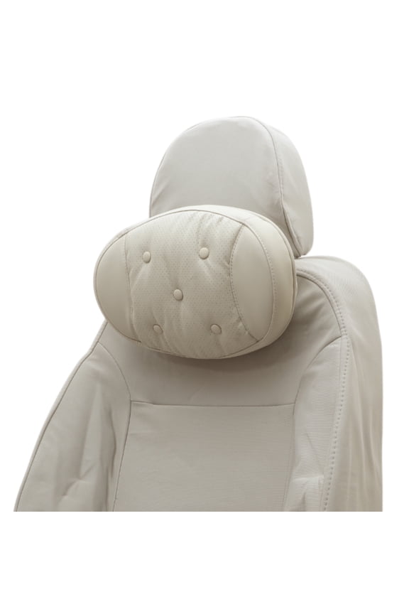 Car Headrest Pillow Ergonomic Comfortable Neck Support Pillow Nappa Leather Memory Foam Adjustable Width White 1 Pcs for Driving Travel