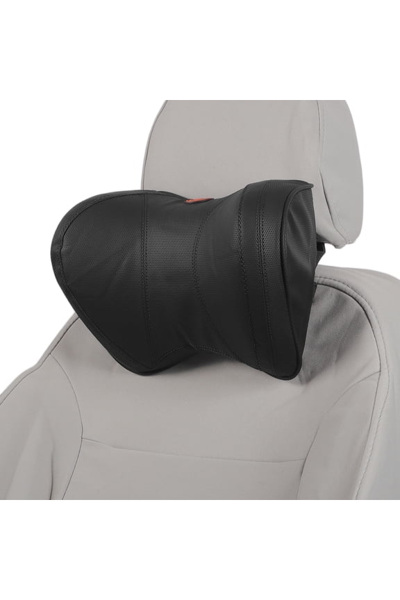 Car Headrest Pillow Ergonomic Comfortable Neck Support Pillow Nappa Leather and Memory Foam Adjustable width Black 1 Pc for Driving Travel