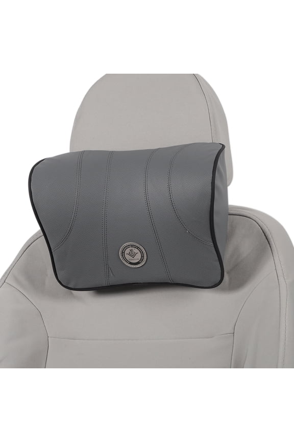 Car Headrest Pillow Ergonomic Comfortable Neck Support Pillow Nappa Leather and Memory Foam Adjustable width Grey 1 Pcs for Driving Travel