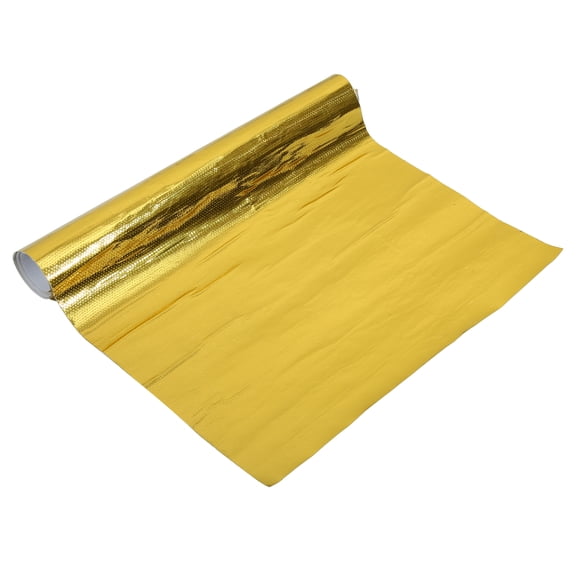 Unique Bargains Car Heat Shroud 60'' x 12'' Aluminized Heat Shield Mat Thermal Barrier Cover Protection Gold Tone