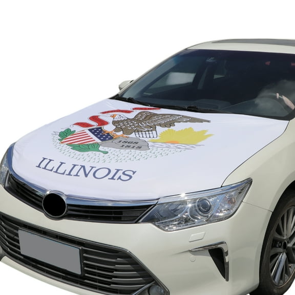 Unique Bargains Car Hood Cover 63x47" Polyester Car Bonnet Banner Flag of Illinois Pattern 1 Pc