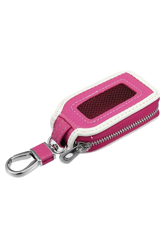 Car Key Case Faux Leather Zipper Car Fob Key Case Keychain Bag Auto Remote Key Protector