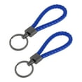 thumbnail image 1 of Unique Bargains Car Keychain Universal Key Chain with Ring for Key Fobs for Home Leather Zinc Alloy Dark Blue 2 Pcs, 1 of 6
