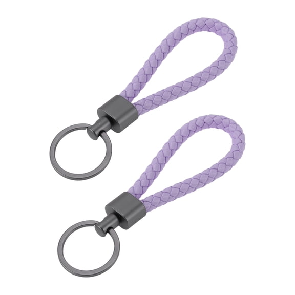 Unique Bargains Car Keychain Universal Key Chain with Ring for Key Fobs for Home Leather Zinc Alloy Light Purple 2 Pcs