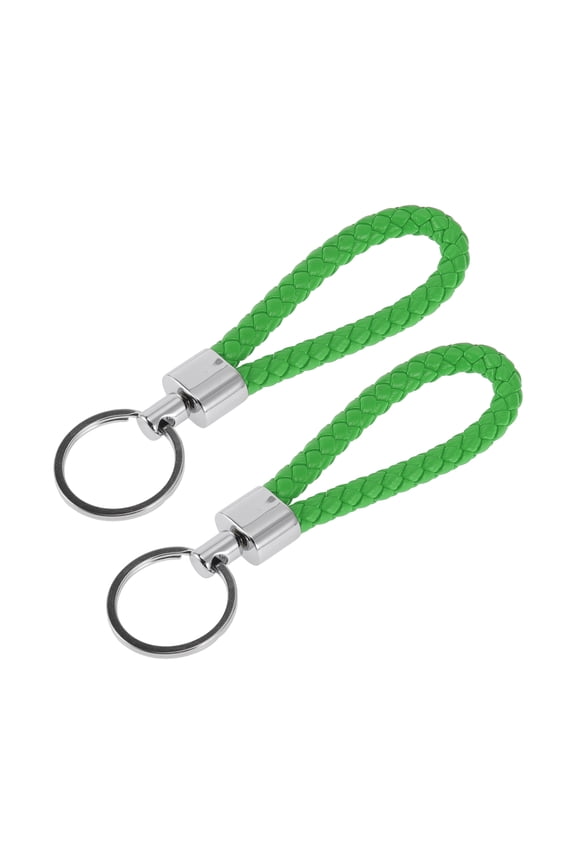 Car Keychain Universal Key Chain with Ring for Key Fobs for Home Metal Silver Tone Light Green 2 Pcs