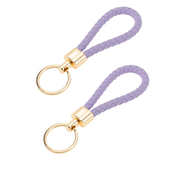 Unique Bargains Car Keychain Universal Key Chain with Ring for Key Fobs for Home Zinc Alloy Gold Tone Light Purple 2 Pcs