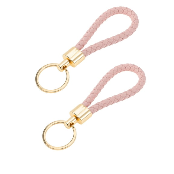 Unique Bargains Car Keychain Universal Key Chain with Ring for Key Fobs for Home Zinc Alloy Gold Tone Pink 2 Pcs