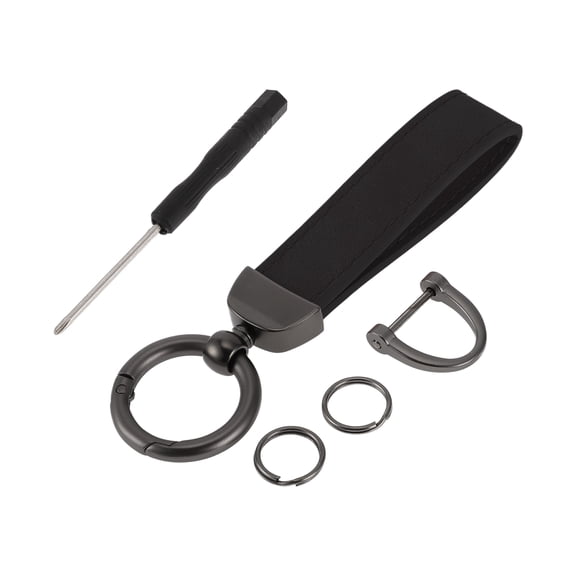 Unique Bargains Car Keychain Universal Key Chain with Ring for Key Fobs for Home for Women Zinc Alloy Black 1 Set