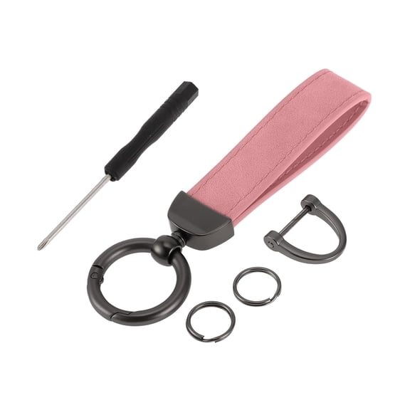 Unique Bargains Car Keychain Universal Key Chain with Ring for Key Fobs for Home for Women Zinc Alloy Pink 1 Set