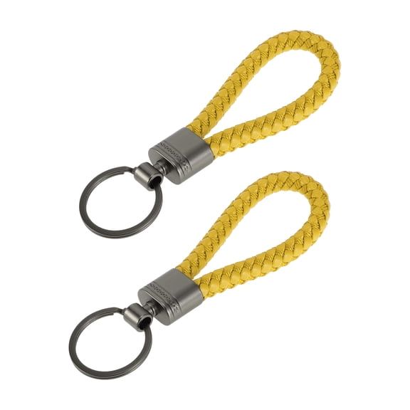 Unique Bargains Car Keychain Universal Key Chain with Ring for Key Fobs for Home for Women Zinc Alloy Yellow 2 Pcs
