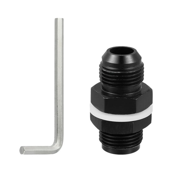 Unique Bargains Car Male 10AN Bulkhead Fuel Cell Fitting Adapter Replacement Straight Aluminum Black