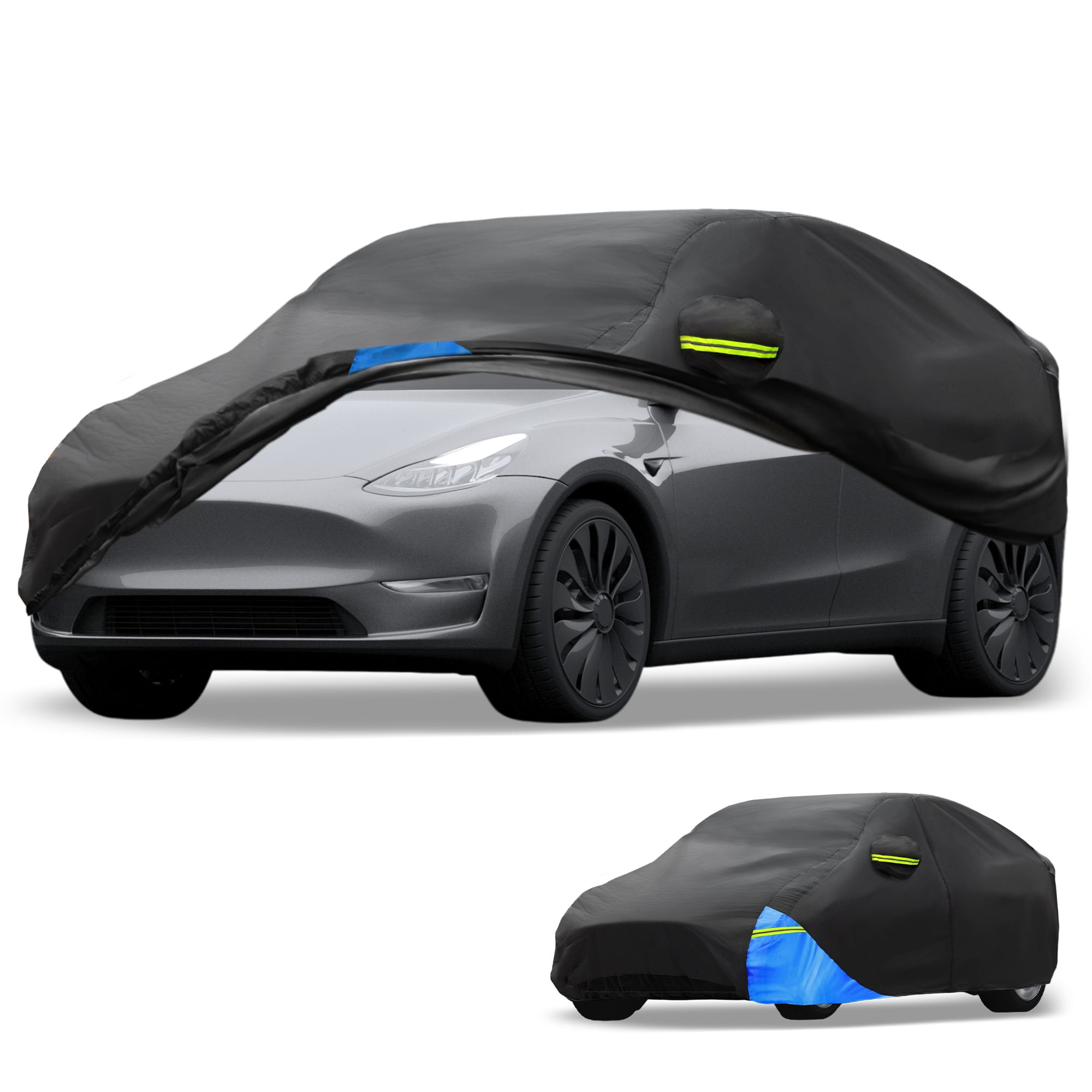 Unique Bargains Full Car Cover 210D Oxford Black Blue 190.94"x75.59"x57.09"