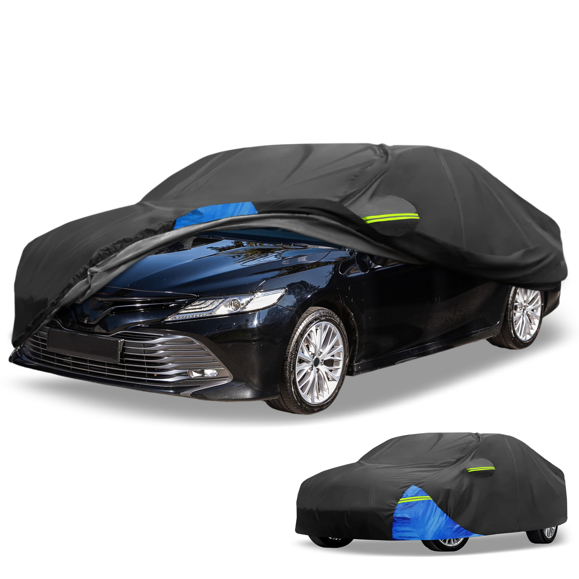 Unique Bargains Full Car Cover 210D Oxford Black Blue 194.88"x72.83"x51.18"